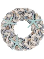 44 Cm Blue Clam Starfish Wreath