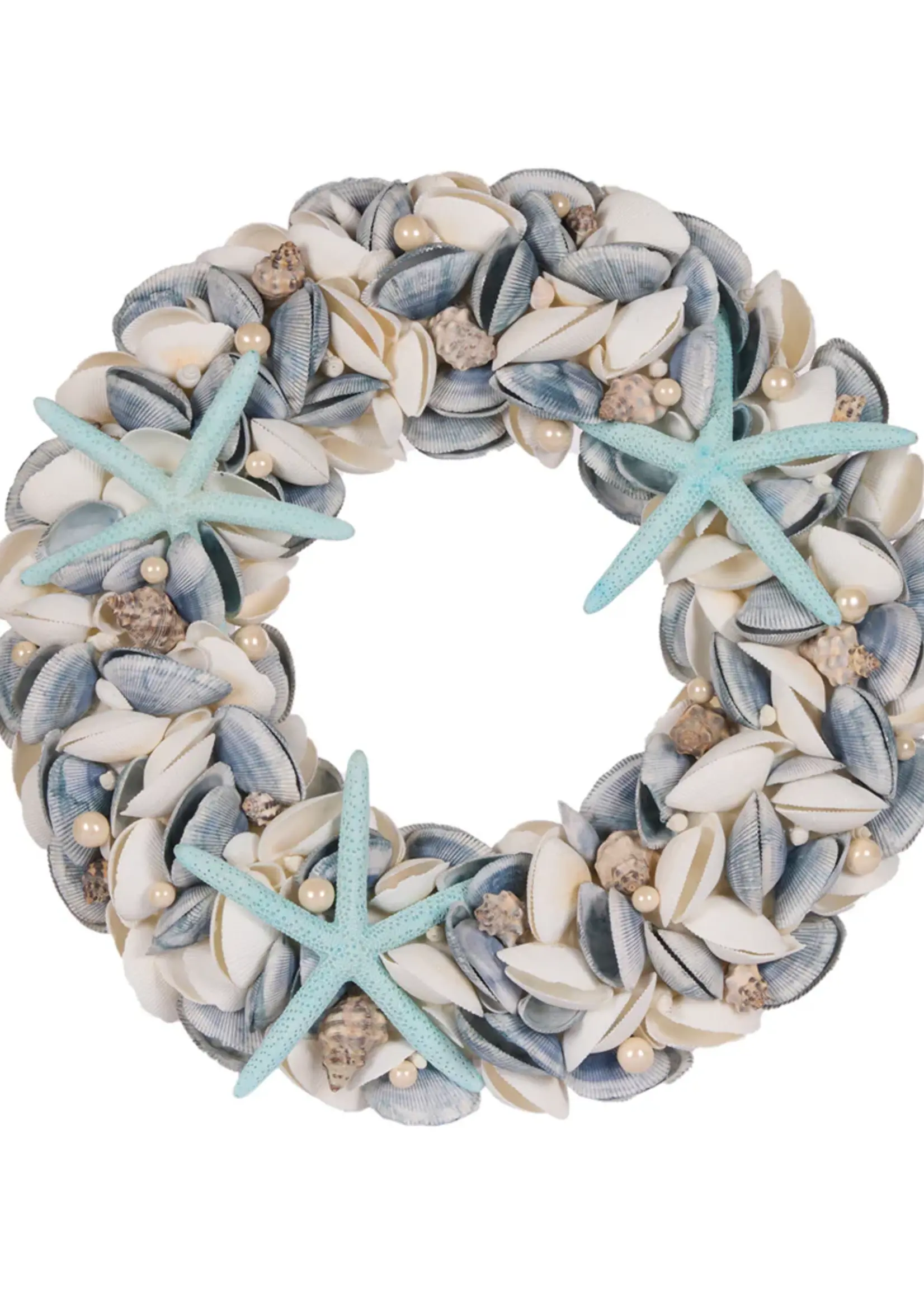 44 Cm Blue Clam Starfish Wreath
