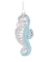 Holly and Ivy Elegant Blue Seahorse Ornament