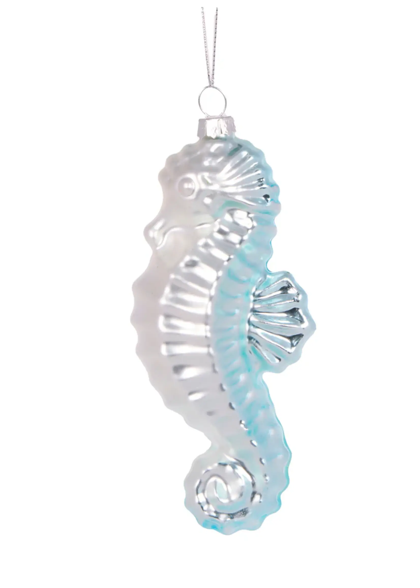 Holly and Ivy Elegant Blue Seahorse Ornament