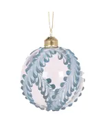 Holly and Ivy Intricate Piped Blue Fern Bauble