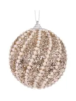 Holly and Ivy Champagne Pearl Swirl Bauble
