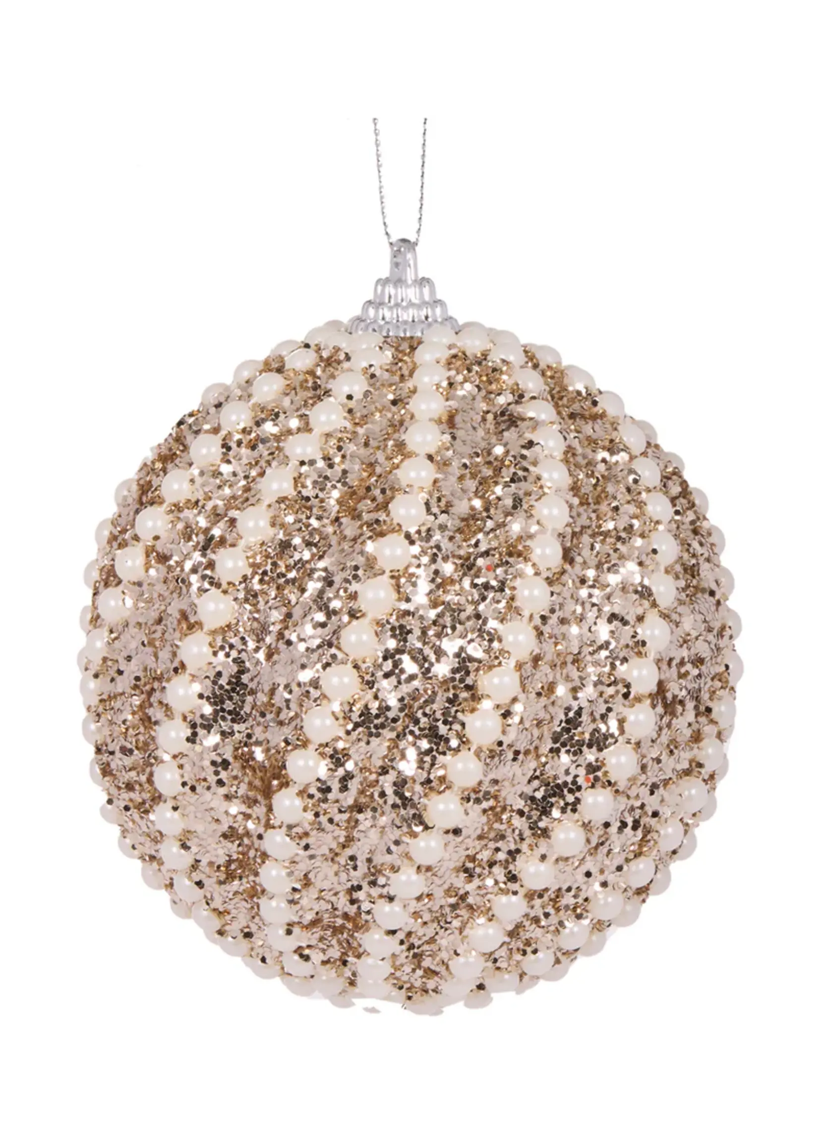 Holly and Ivy Champagne Pearl Swirl Bauble