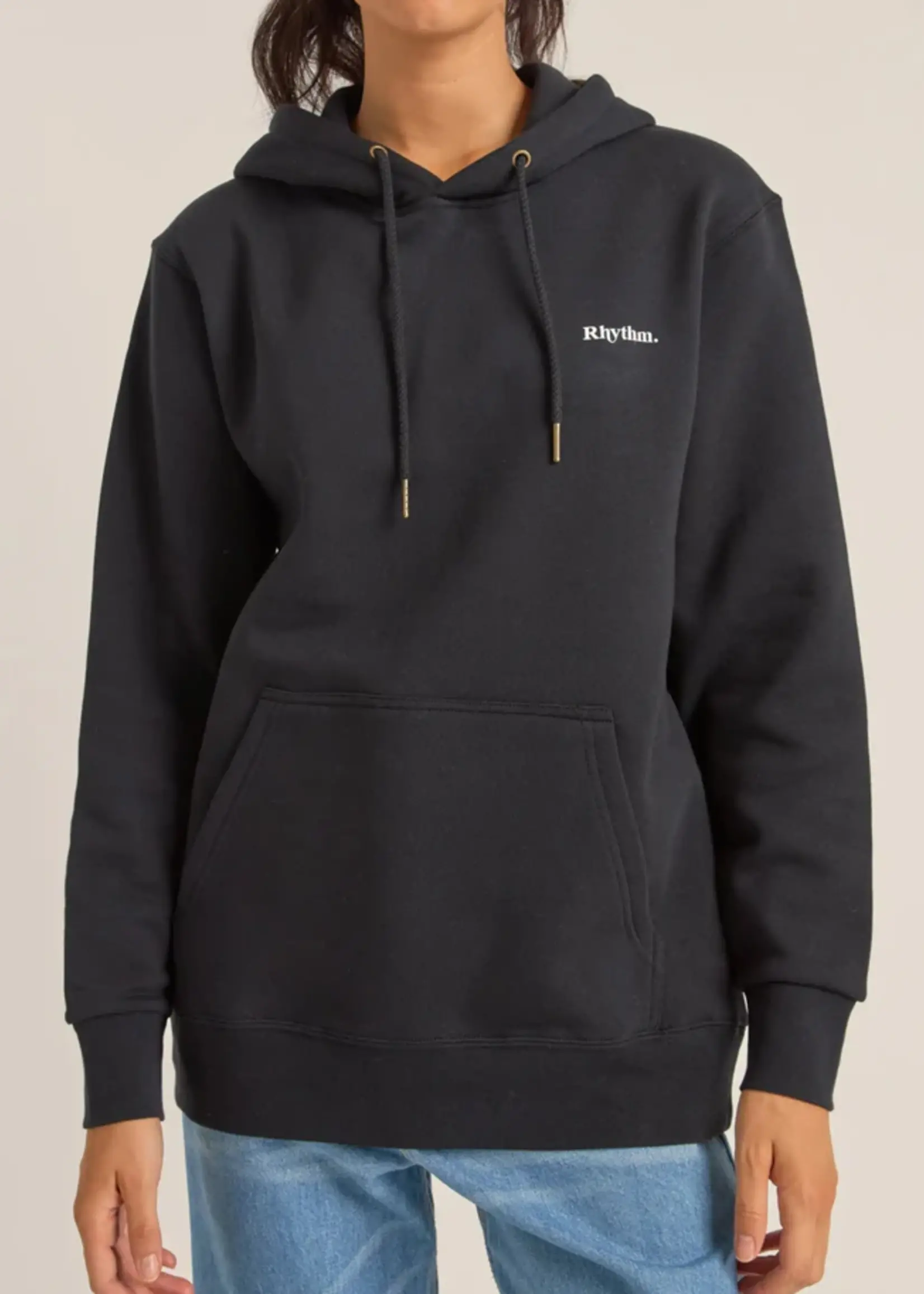 Rhythm Logo Boyfriend Fleece Hood - Black