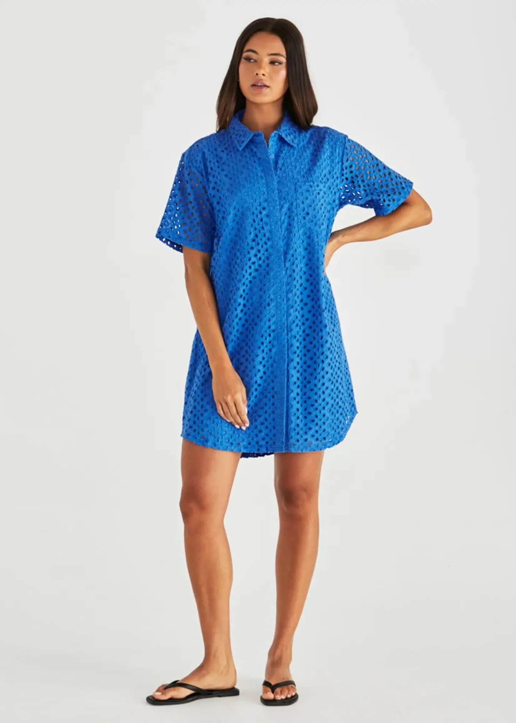 Steva Shirt Dress - Bright Blue