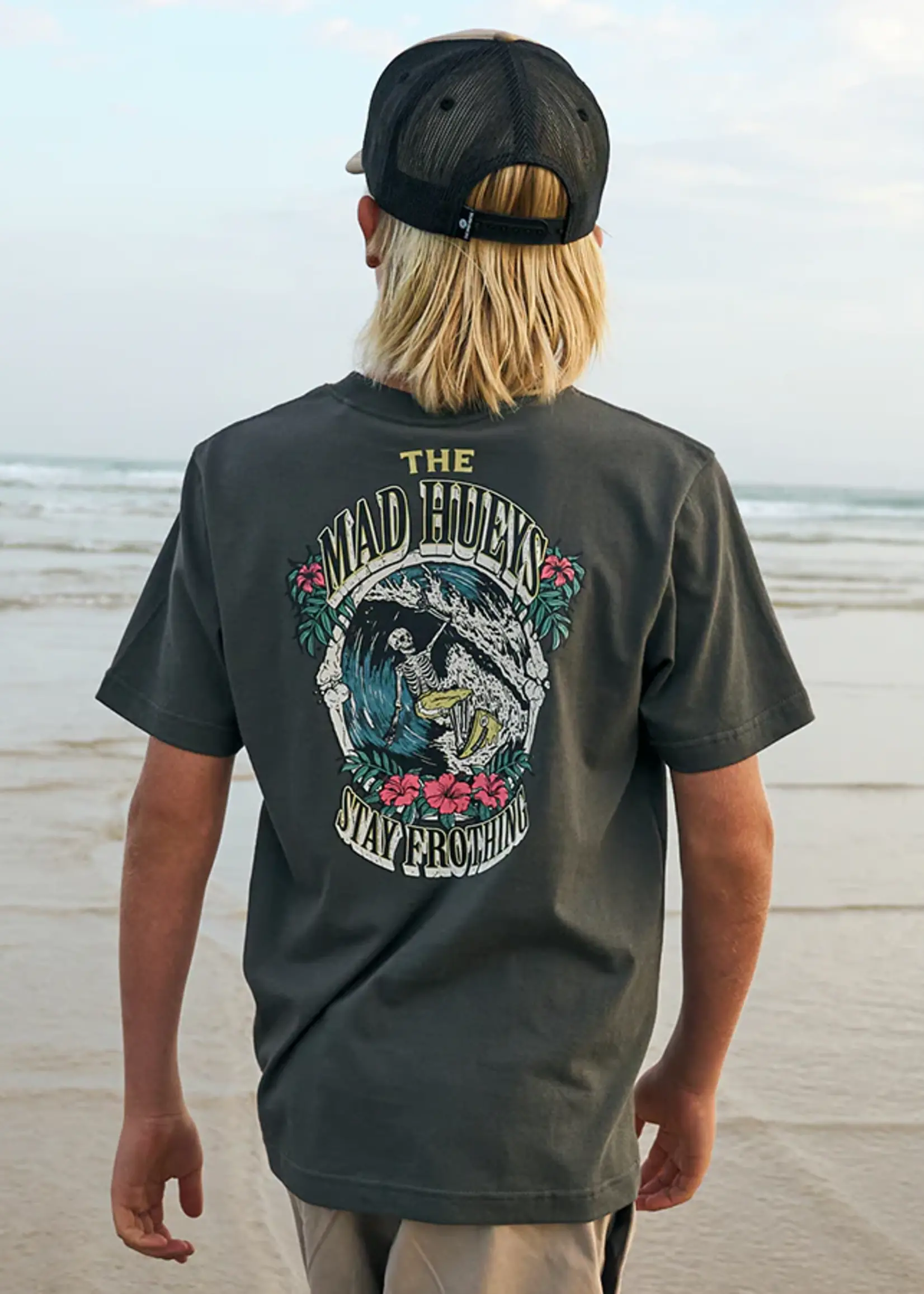 Mad Hueys Stay Frothing | Youth Tee - Charcoal