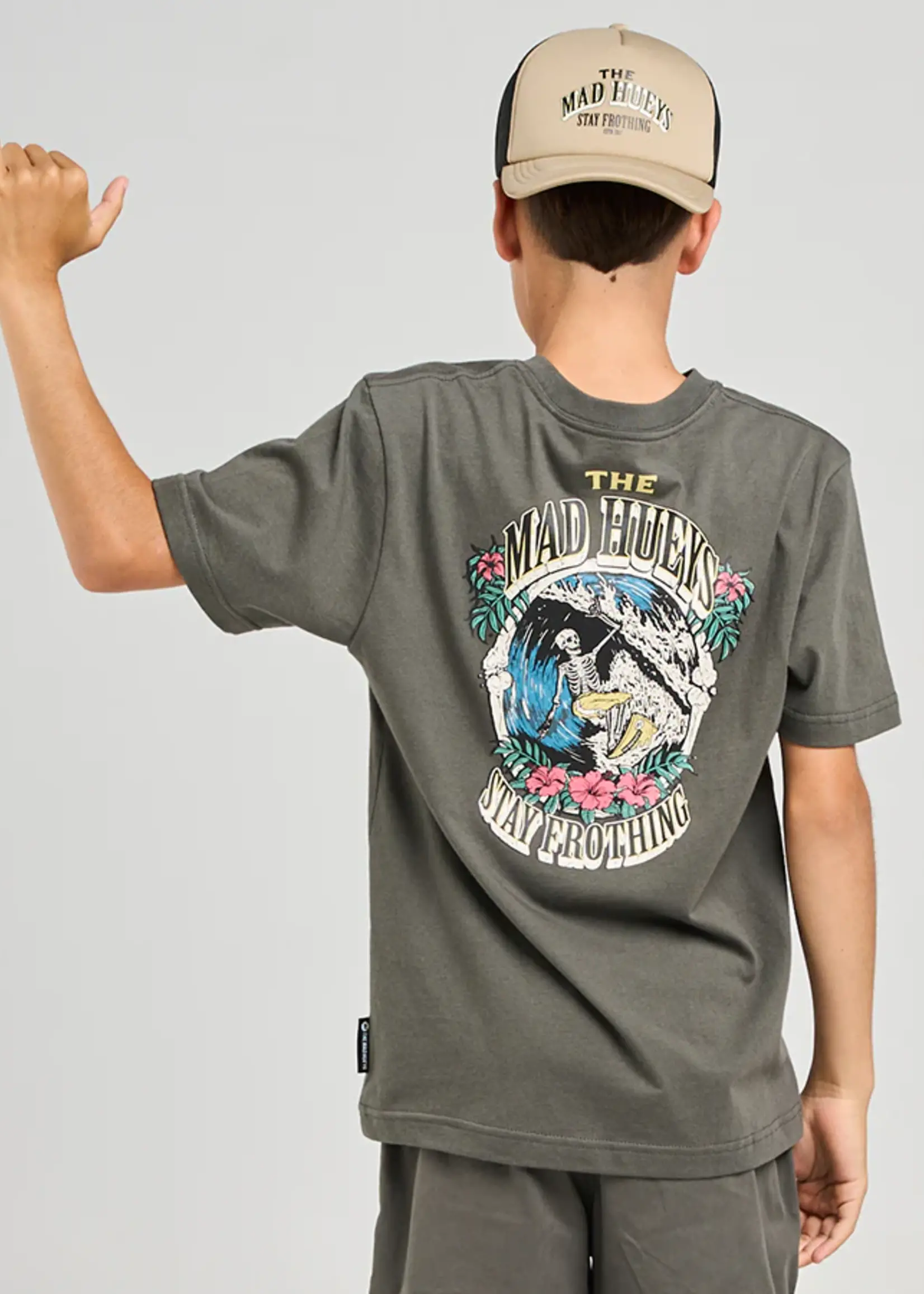 Mad Hueys Stay Frothing | Youth Tee - Charcoal