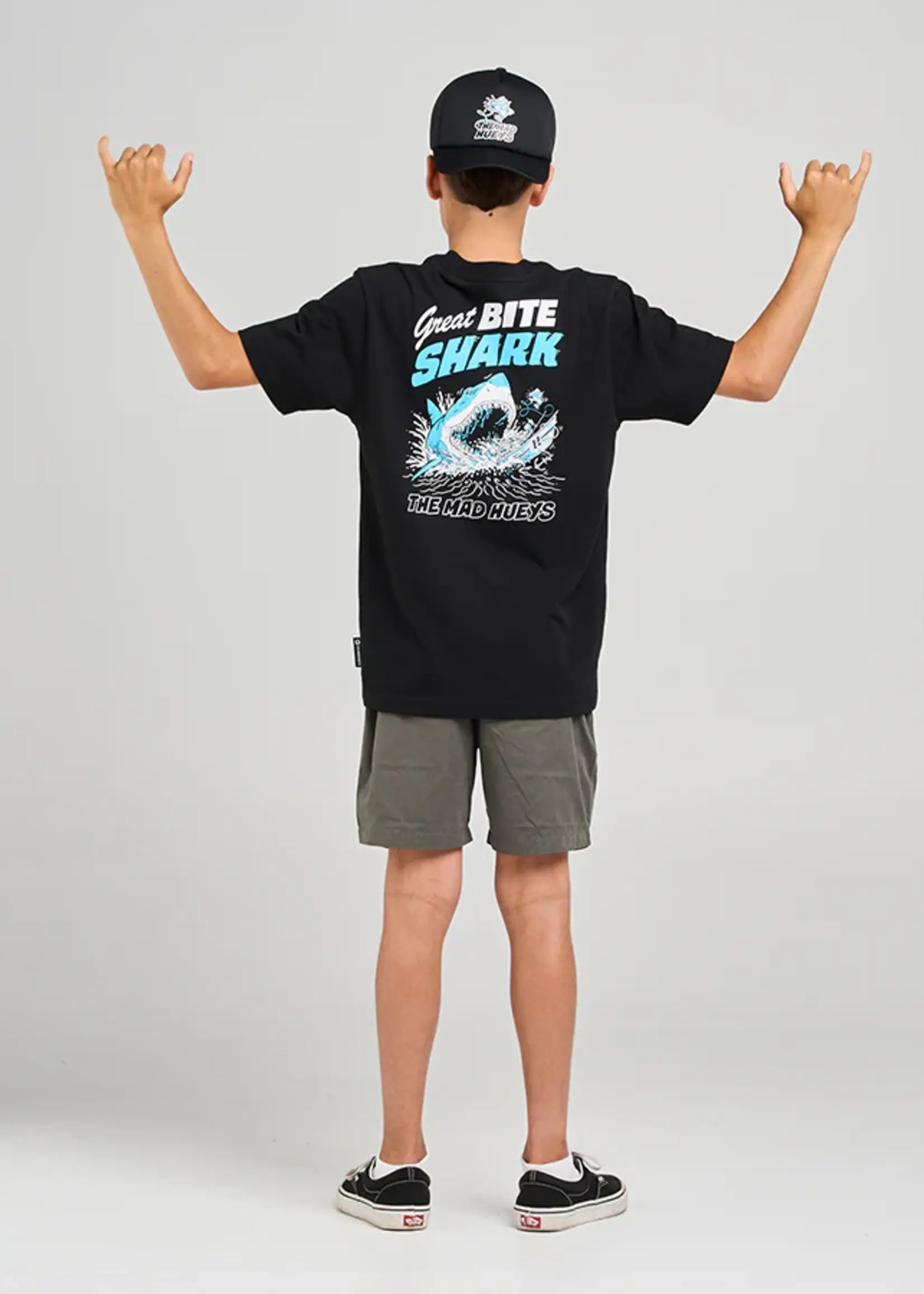 Mad Hueys Great Bite Shark Youth Tee - Black