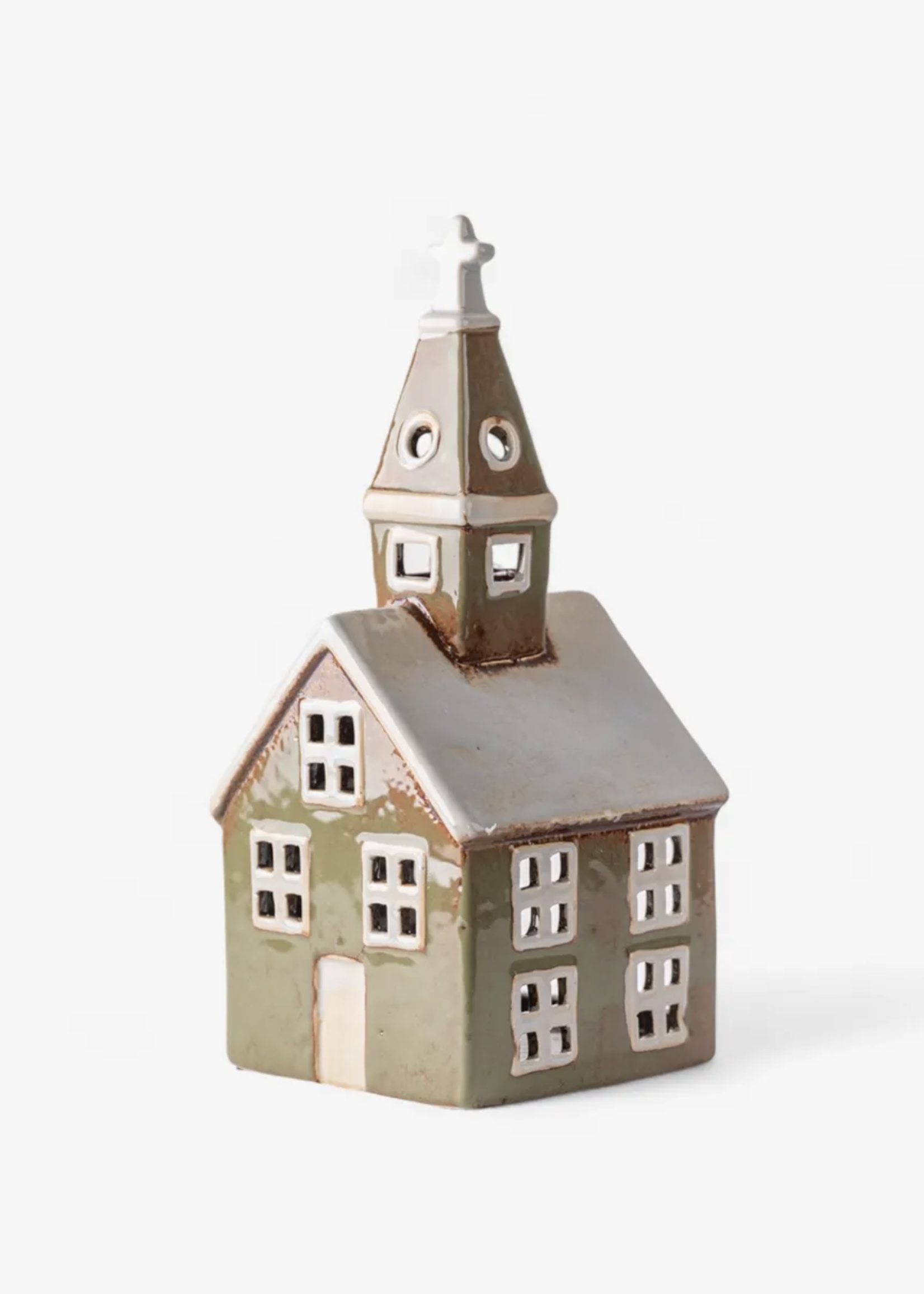 Alsace Tealight Church Olive Green