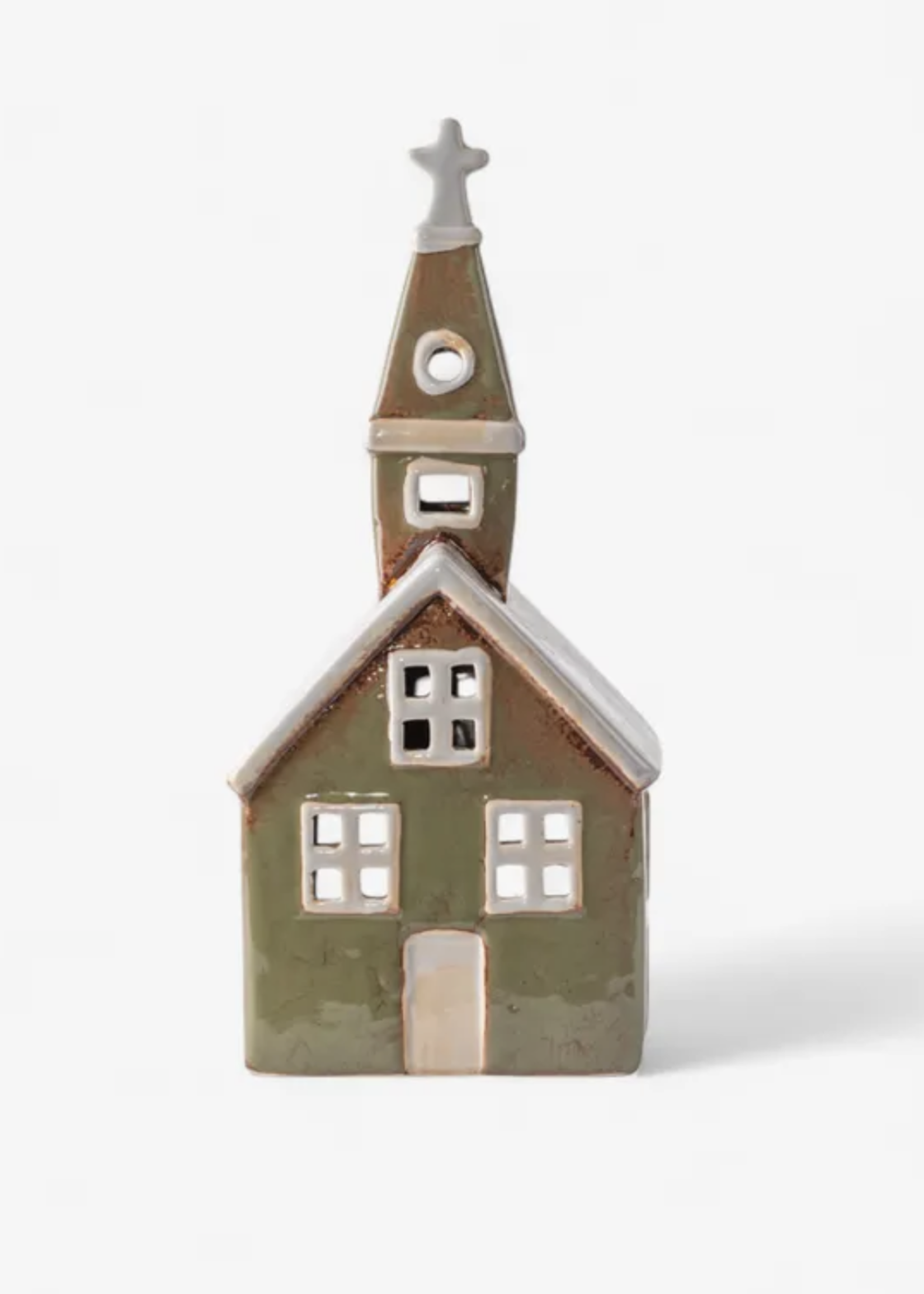 Alsace Tealight Church Olive Green