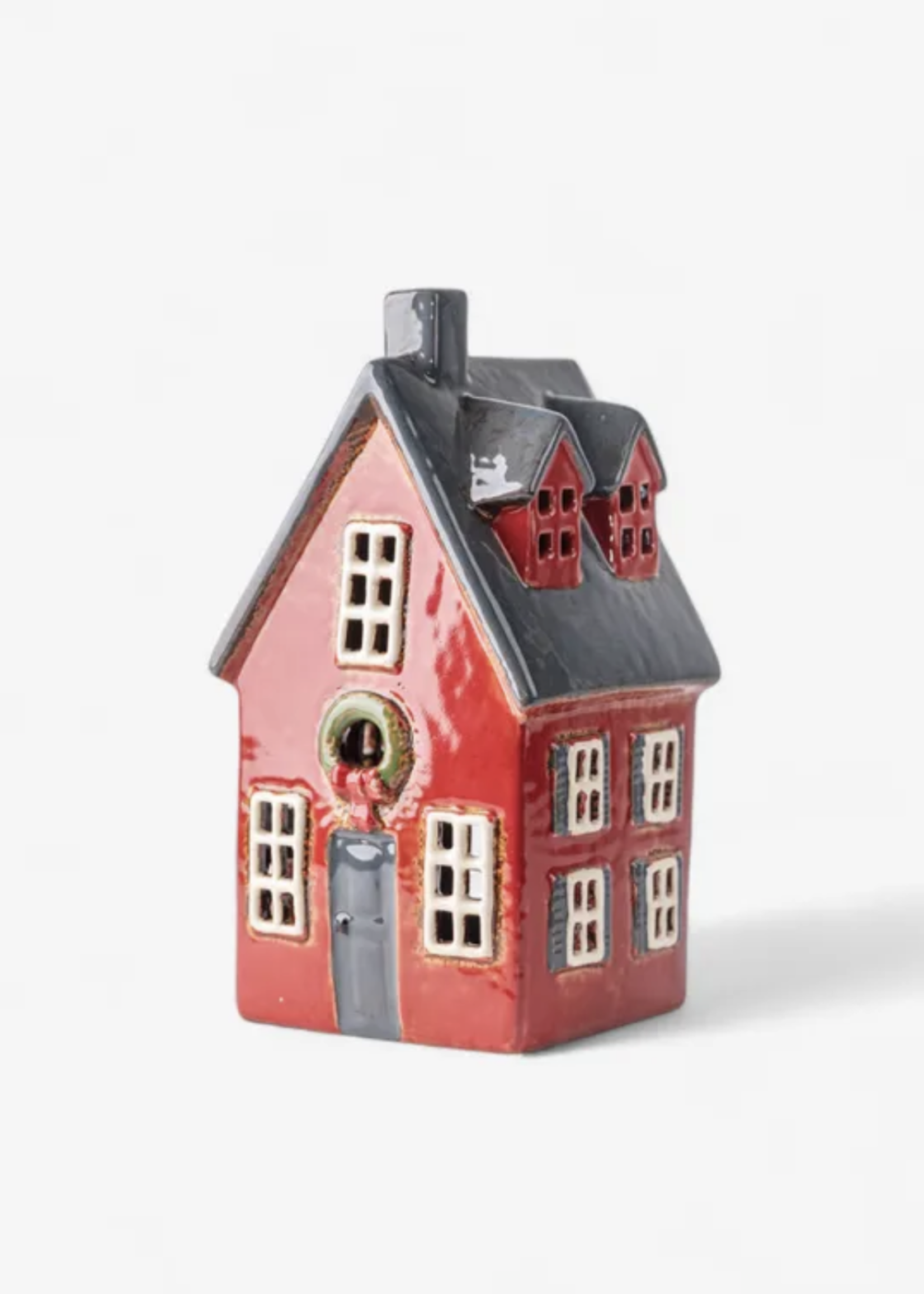 Alsace Tea Light Cottage Red with Wreath