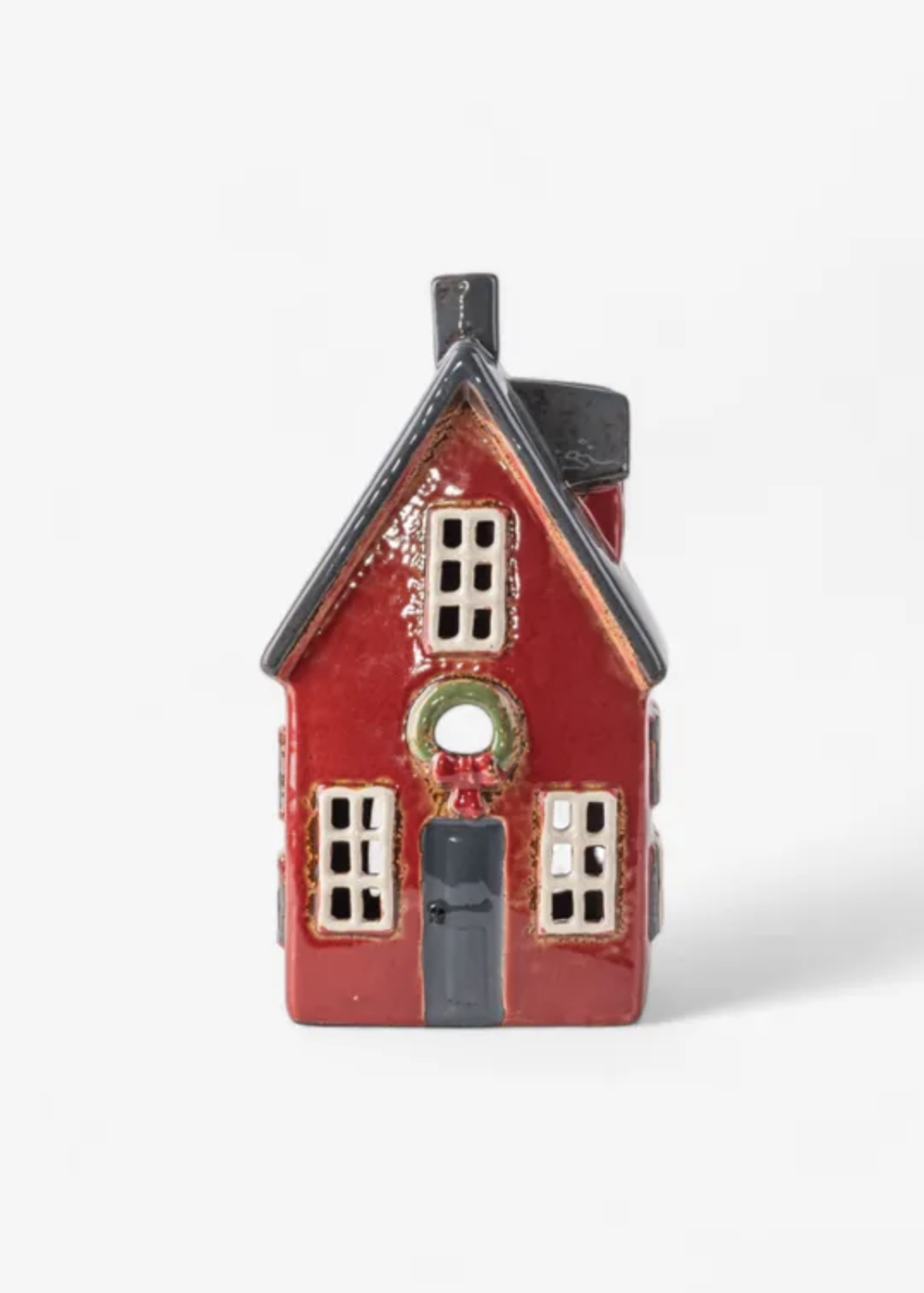 Alsace Tea Light Cottage Red with Wreath