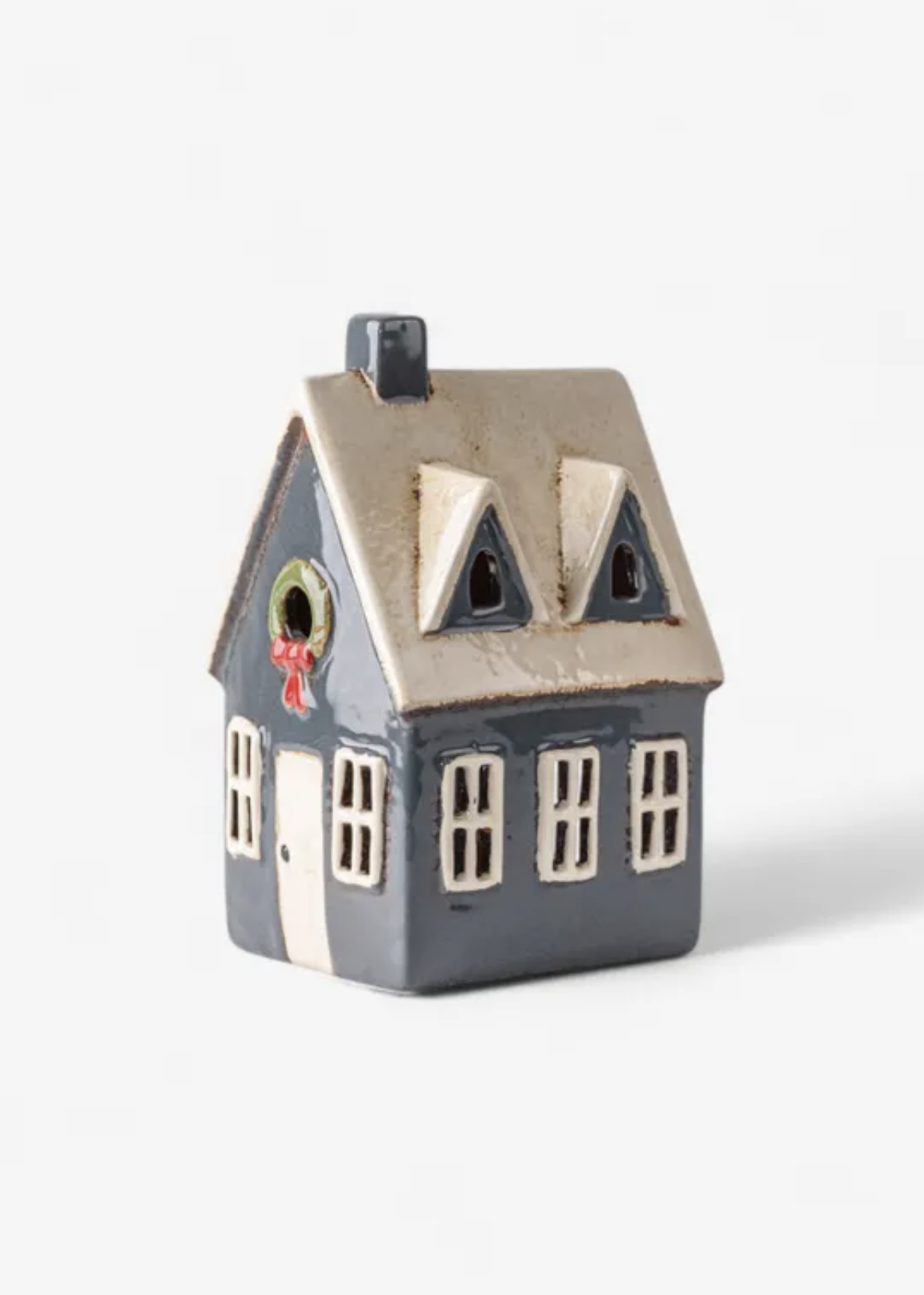 Alsace Tea Light Cottage Navy with Wreath