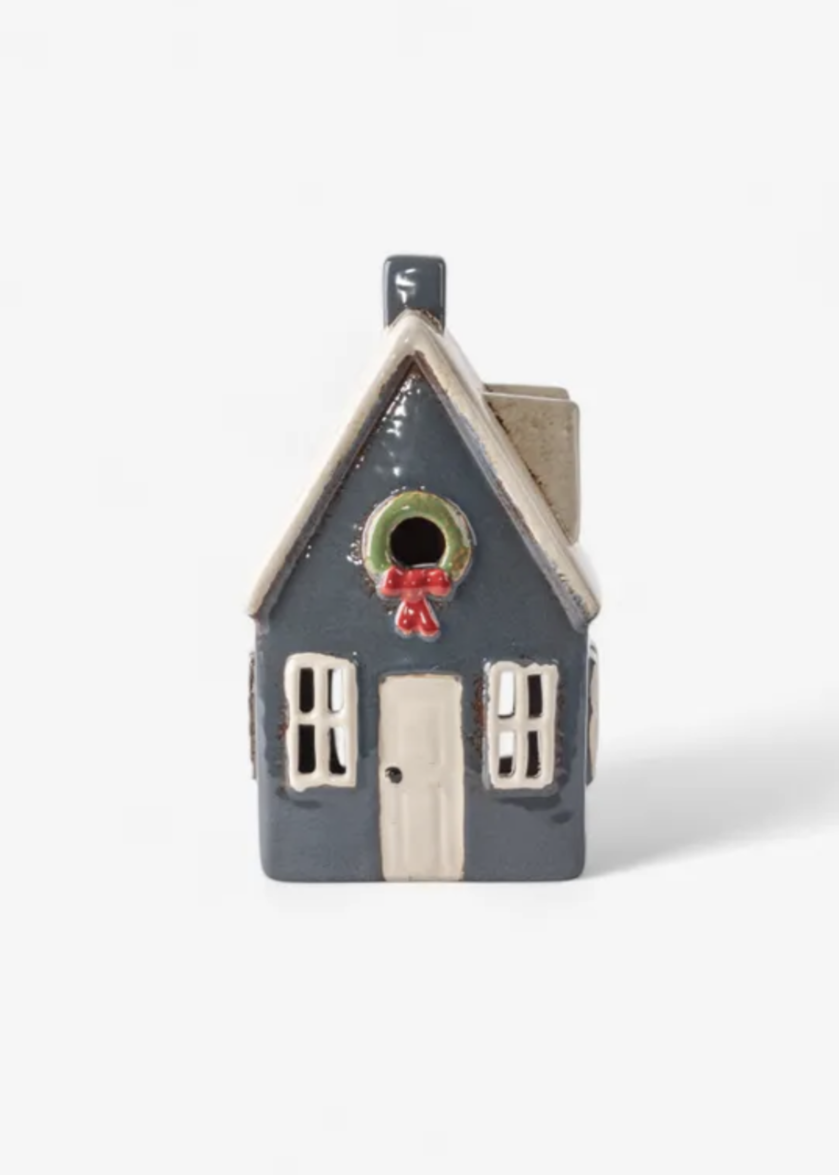 Alsace Tea Light Cottage Navy with Wreath