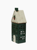 Christmas Tea Light House Green Wreath Large