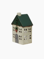Christmas Tea Light House Green Wreath Small