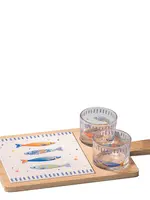 Capri Fish Rectangle 3pce Bowl & Tray Set