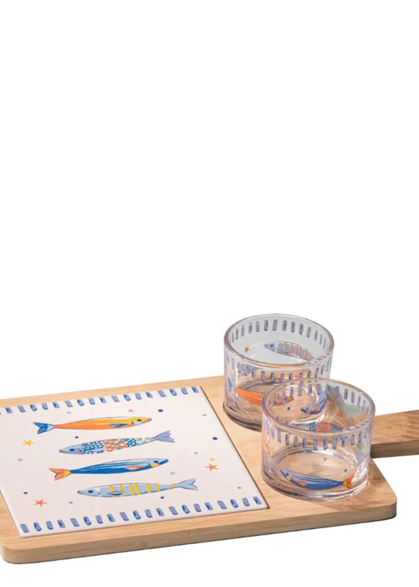 Capri Fish Rectangle 3pce Bowl & Tray Set