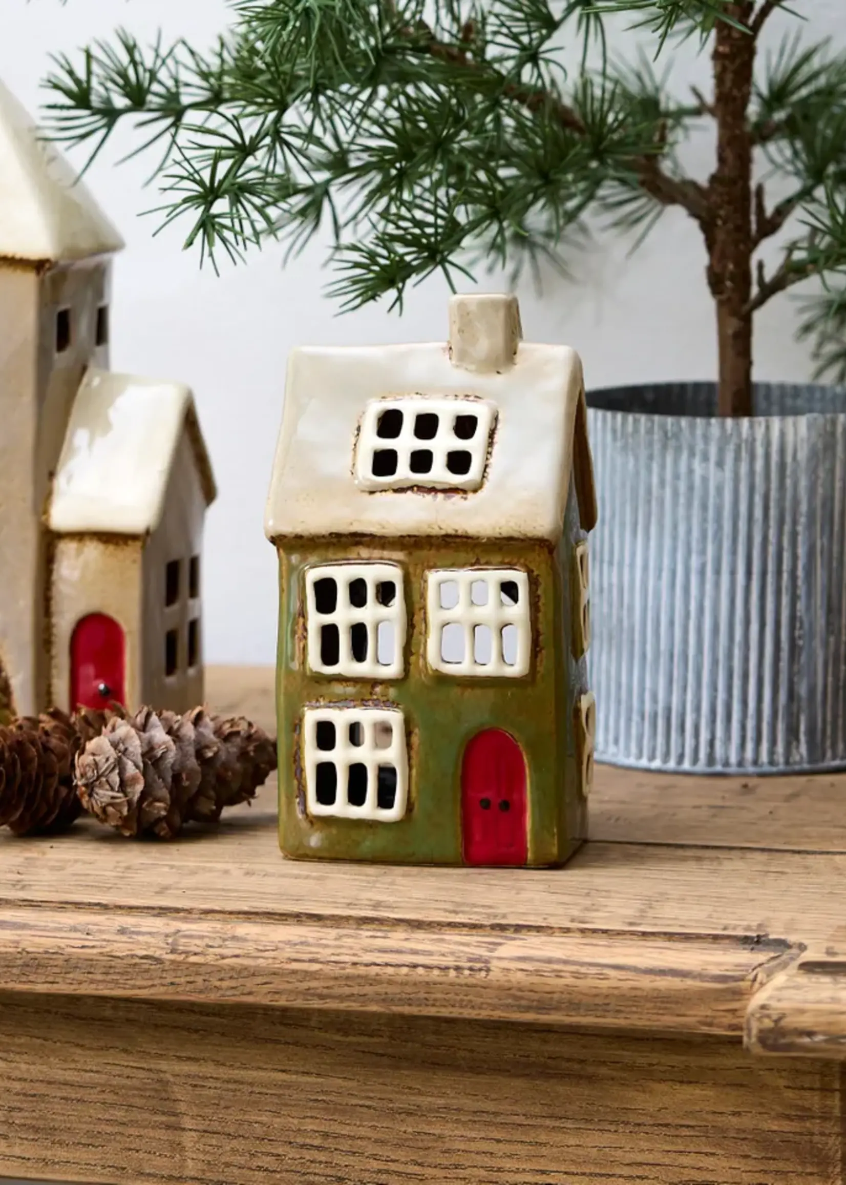 Alsace Tea Light House Christmas Green