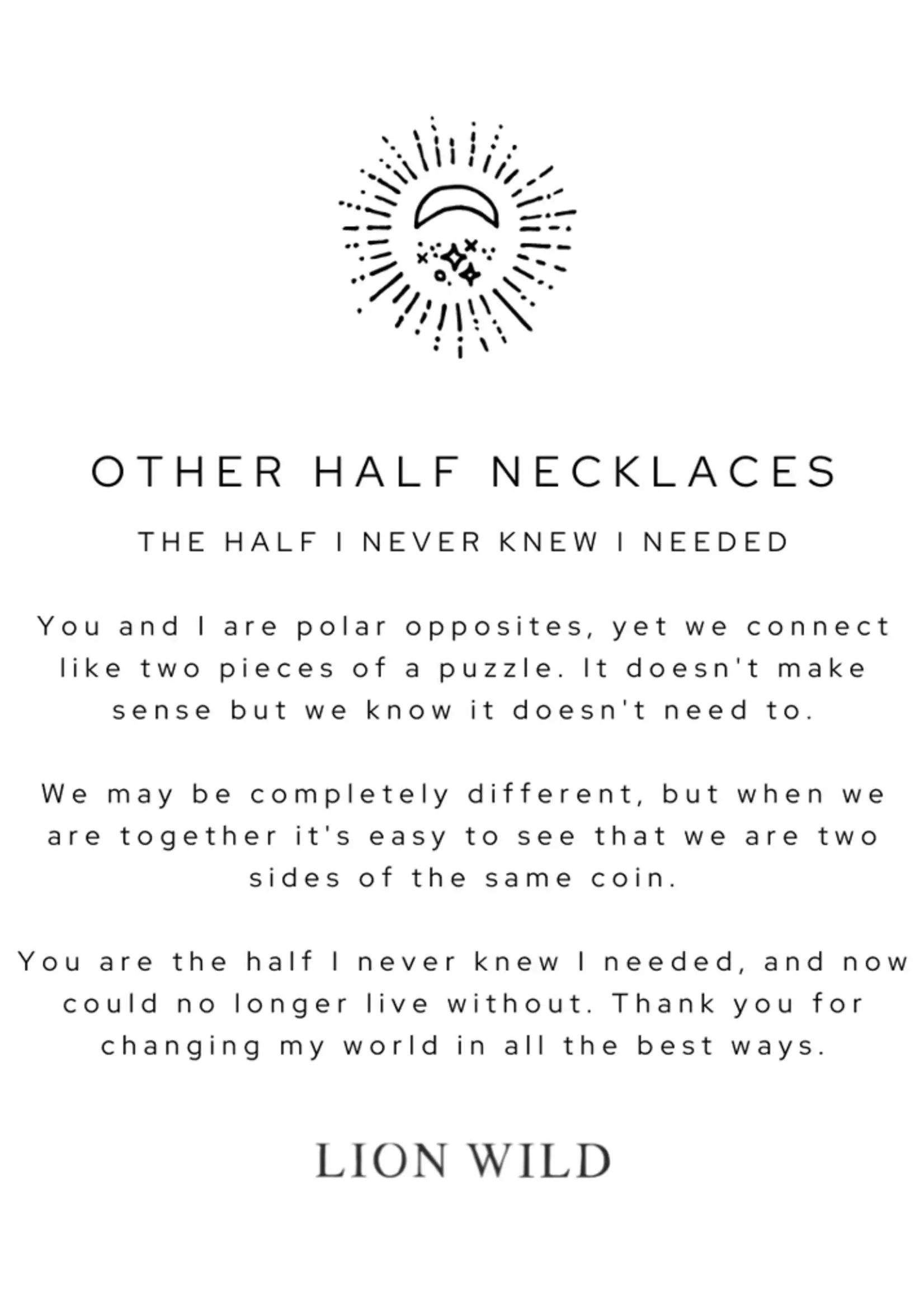 Lion Wild Other Half Necklaces - Pair