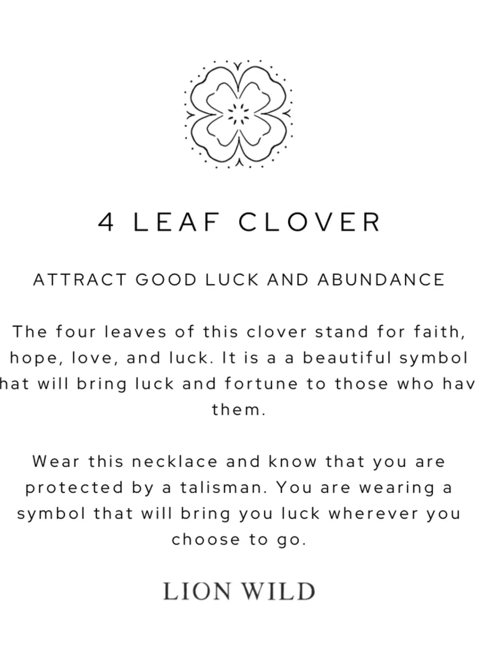 Lion Wild Clover Necklace - Silver