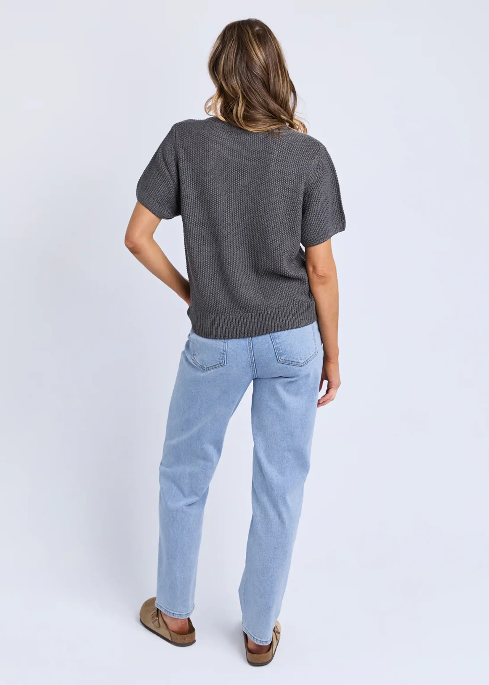 Foxwood Blair Short Sleeve Knit - Charcoal