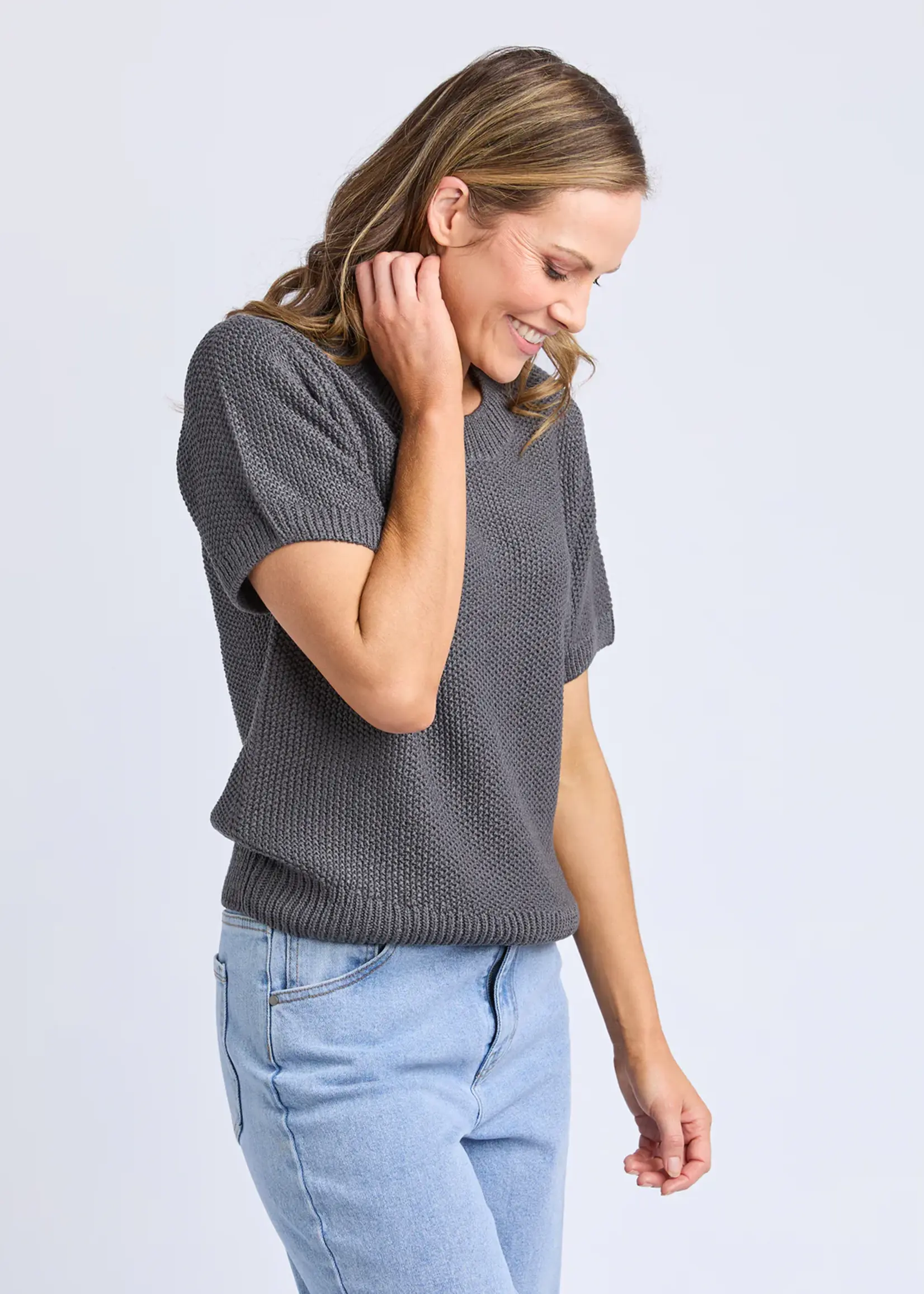 Foxwood Blair Short Sleeve Knit - Charcoal