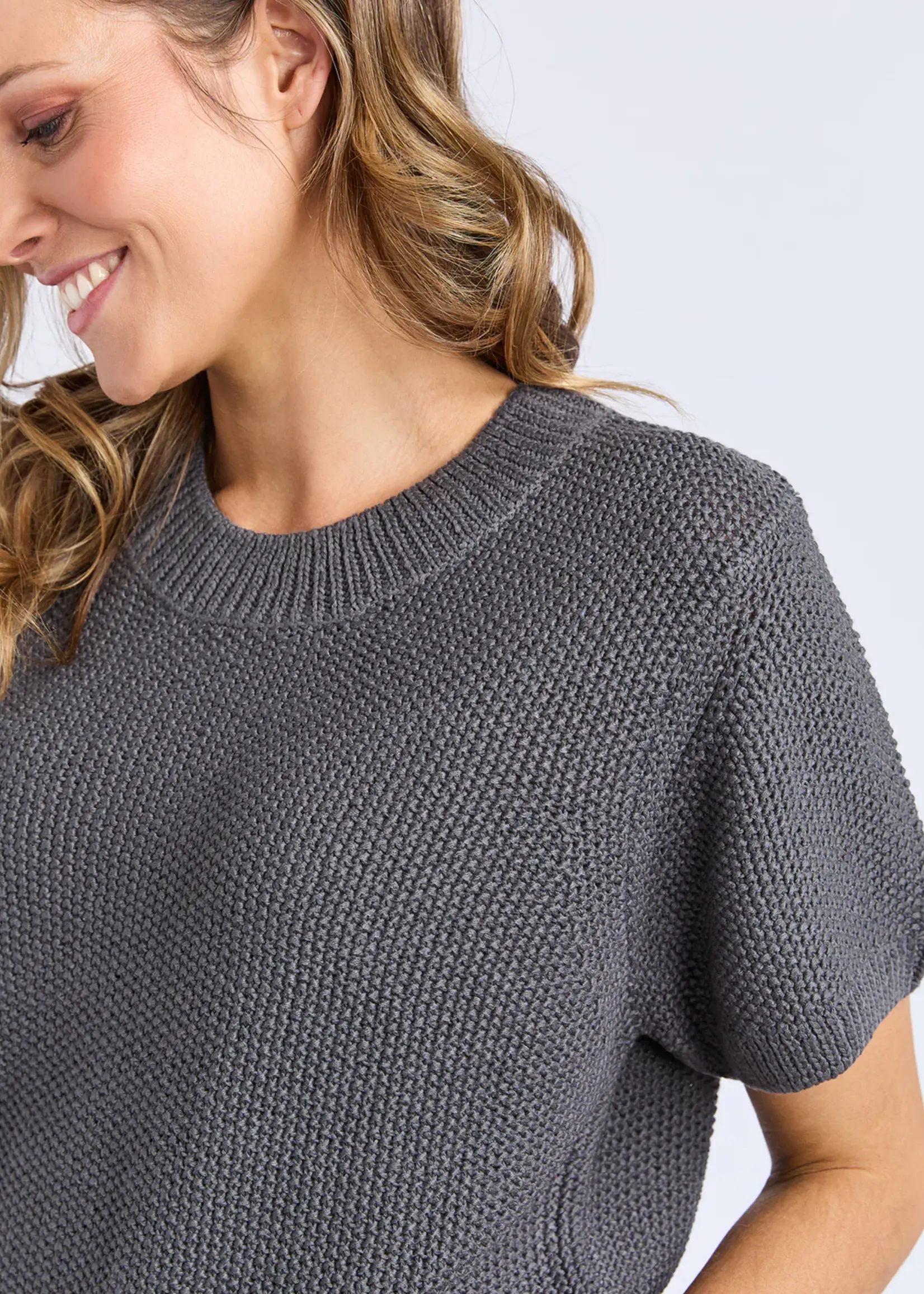 Foxwood Blair Short Sleeve Knit - Charcoal