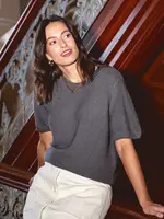 Foxwood Blair Short Sleeve Knit - Charcoal