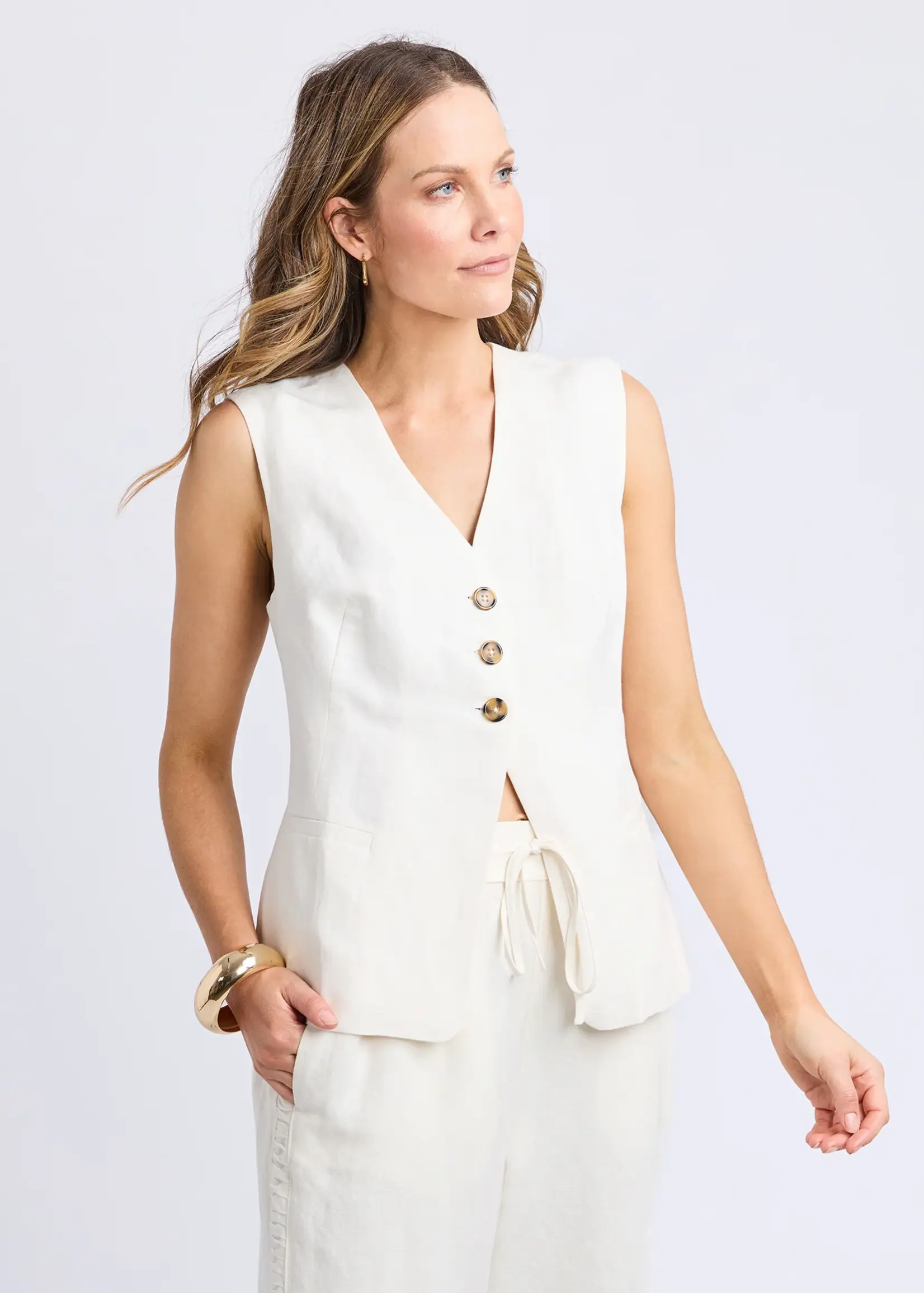 Foxwood Peyton Vest - Vintage White