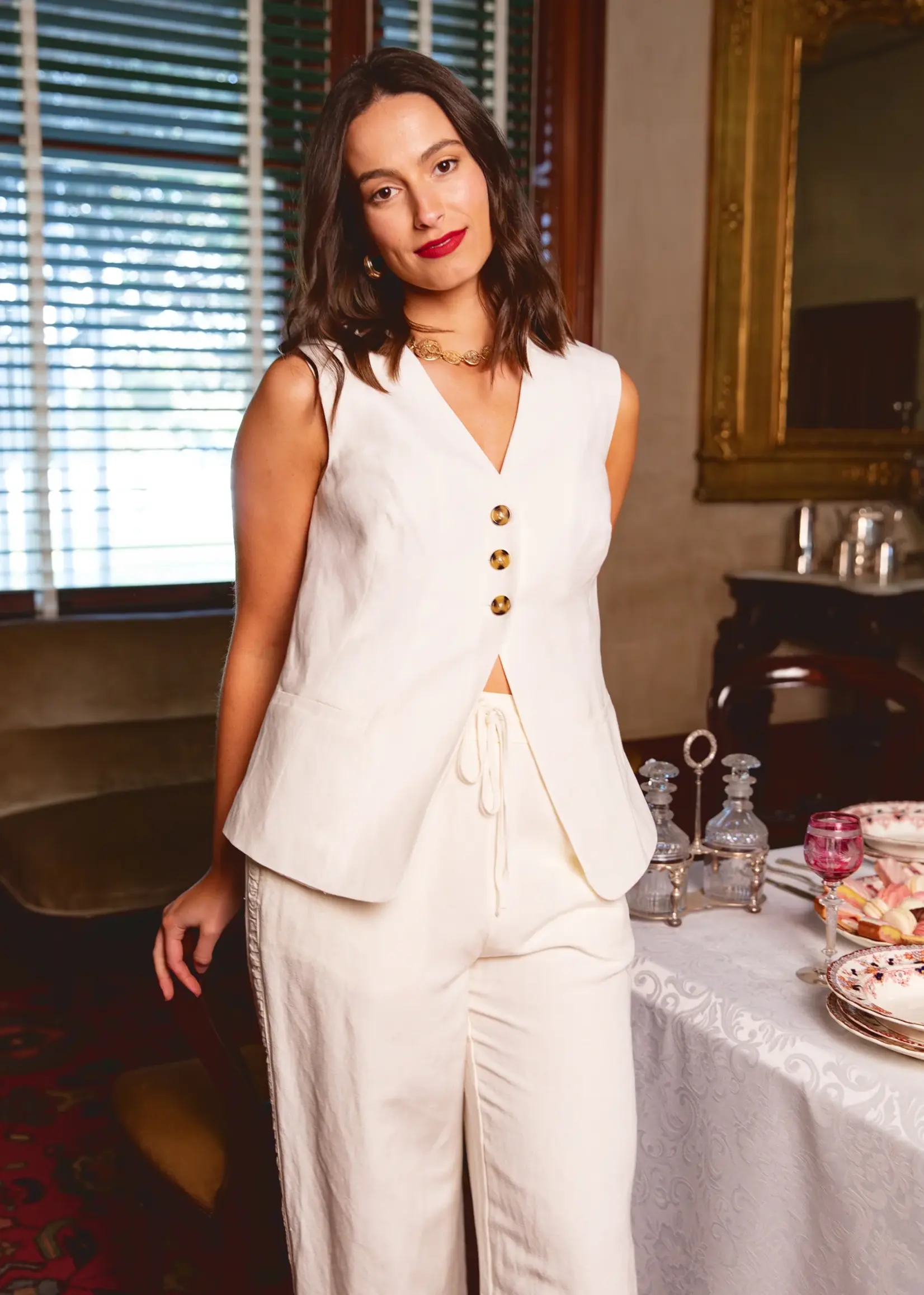 Foxwood Peyton Vest - Vintage White