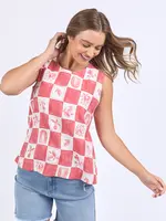 Foxwood Biarittz Top - Crimson Print