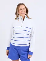 Foxwood College Stripe Zip Crew - Blue