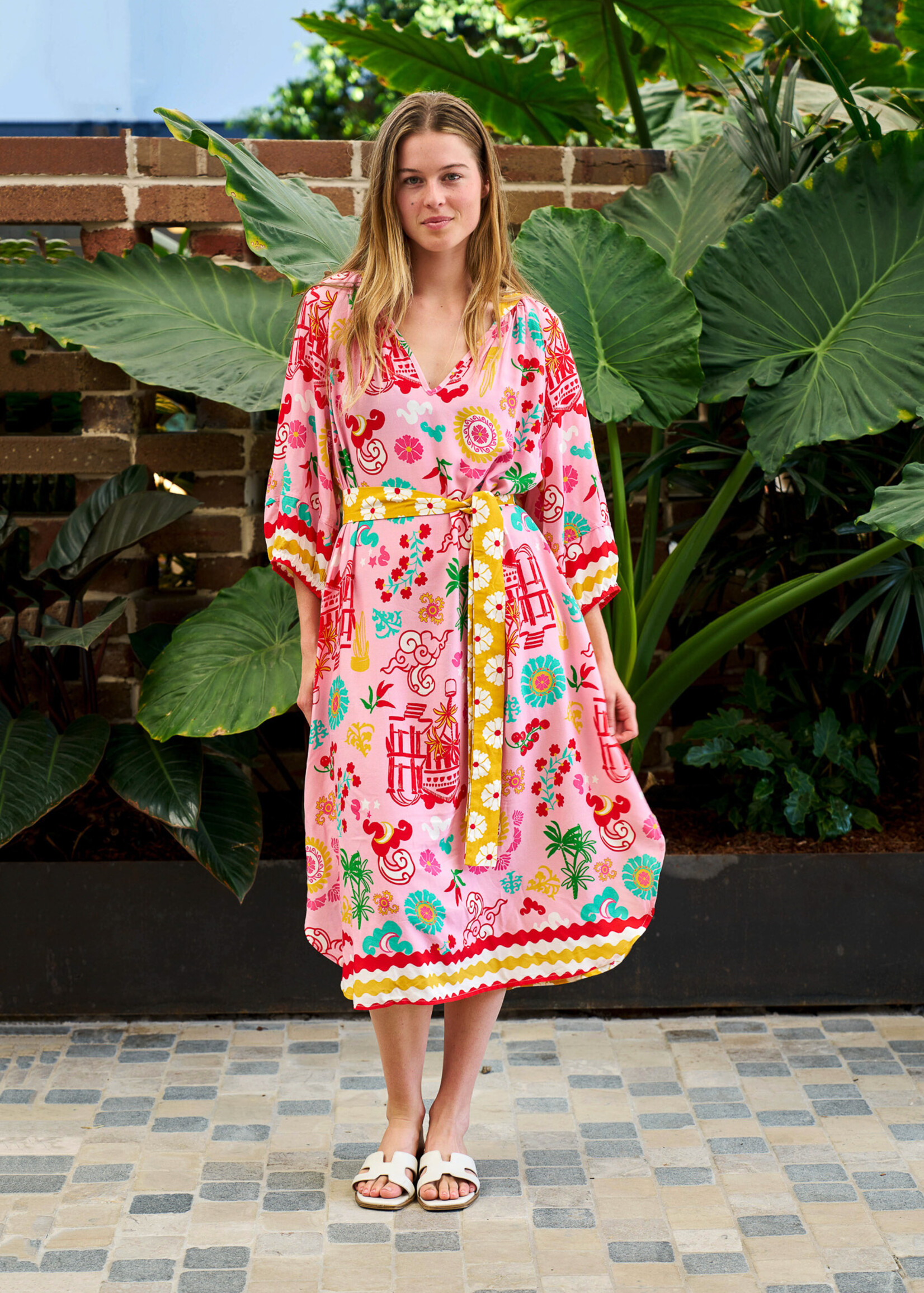 Mercedes Shirt Dress Pink/Yellow