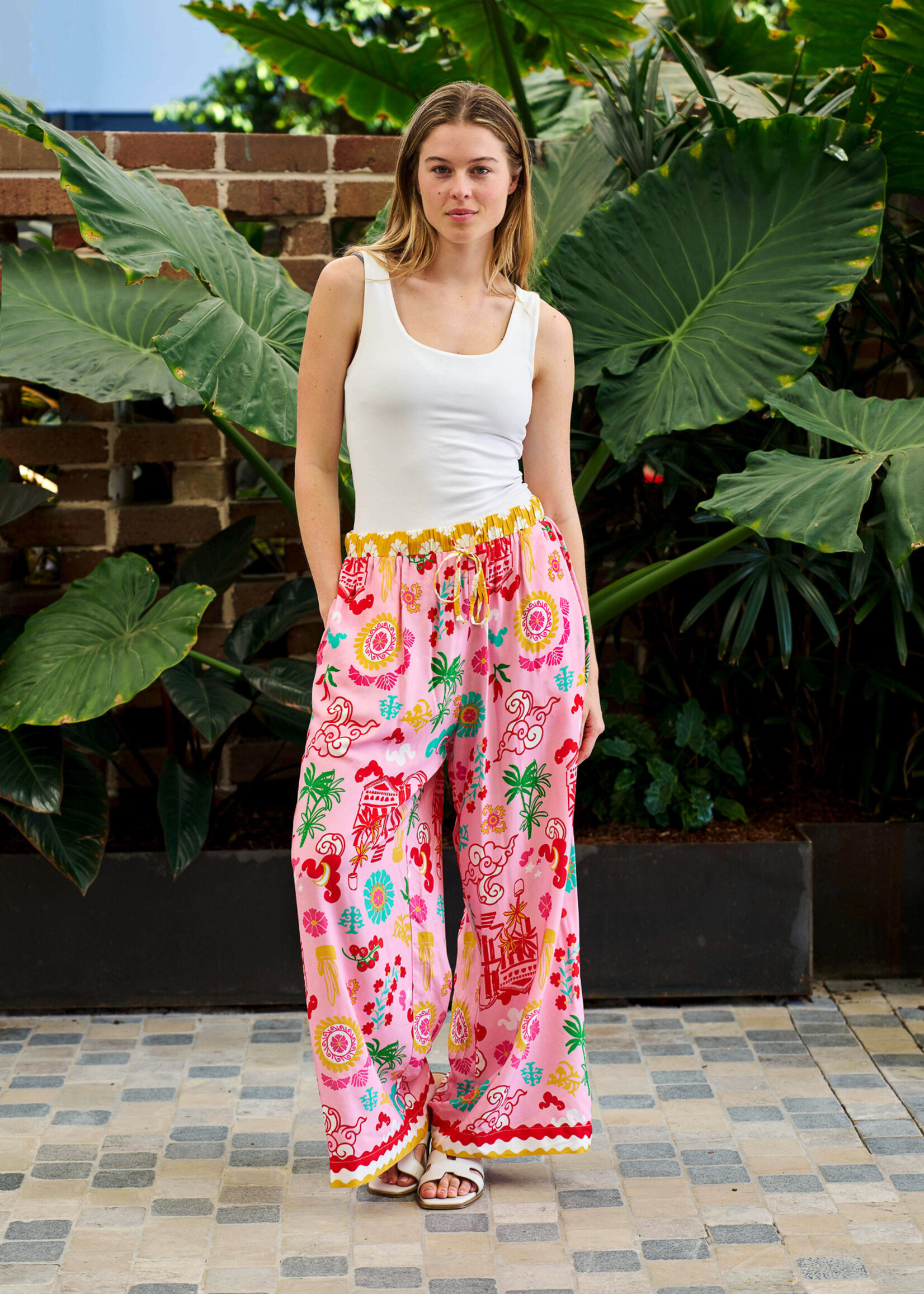 Mercedes Pant Pink/Yellow