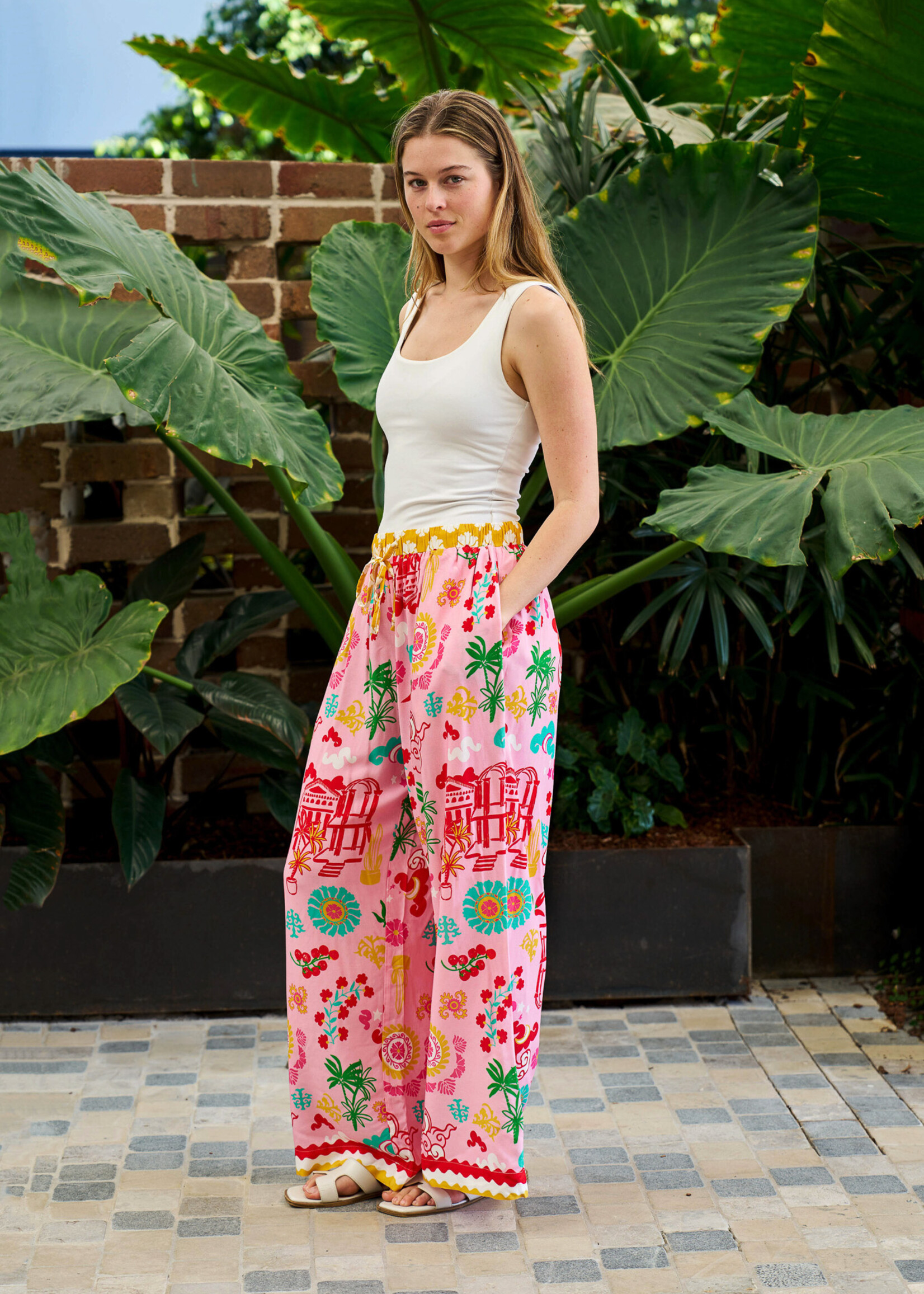 Mercedes Pant Pink/Yellow