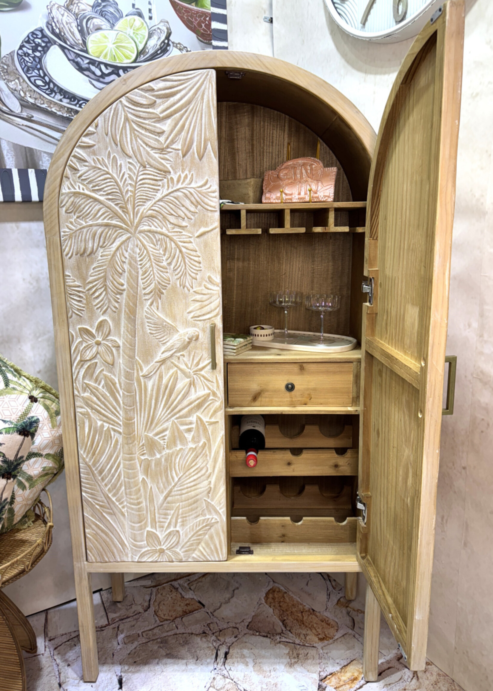 2 Door Les Palmas Carved Cupboard