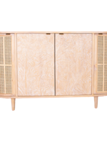 2 Door Ratten and Wood Les Palmas Carved Buffet