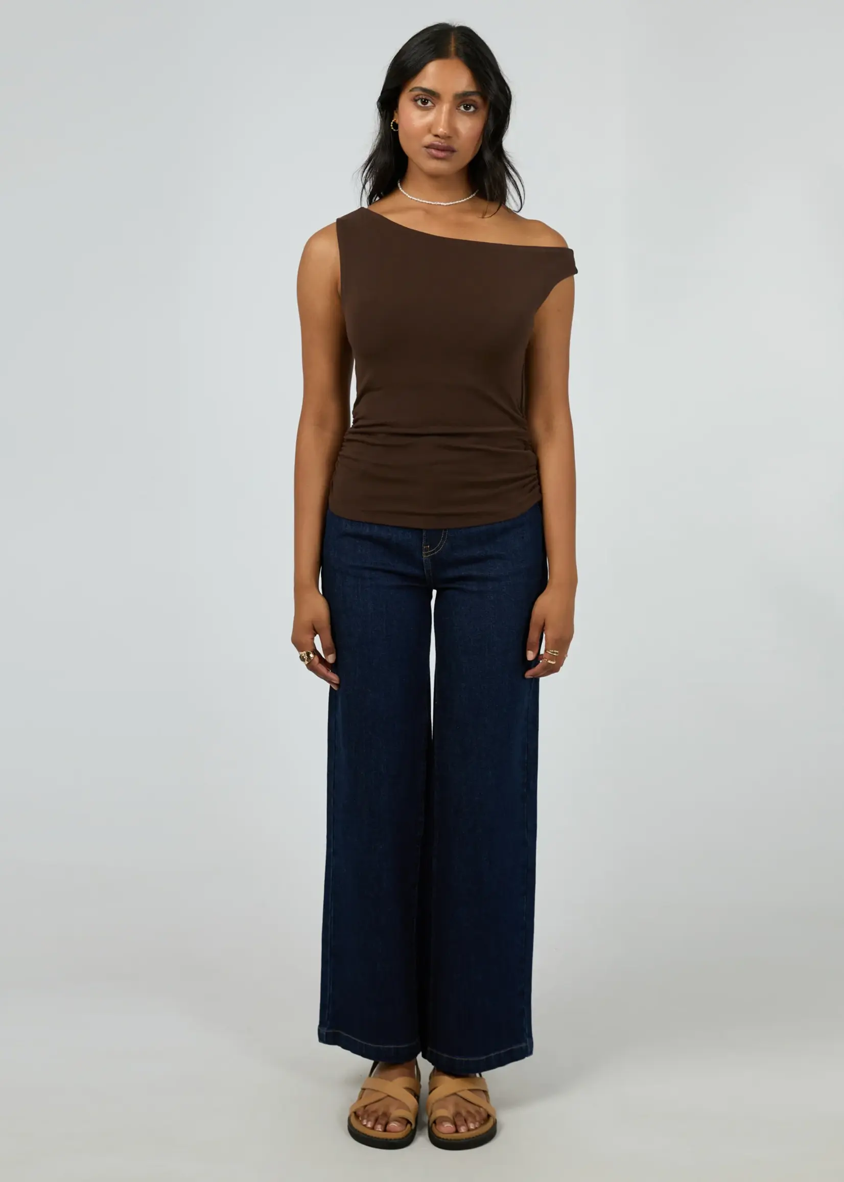 Kylie Off Shoulder Top - Brown