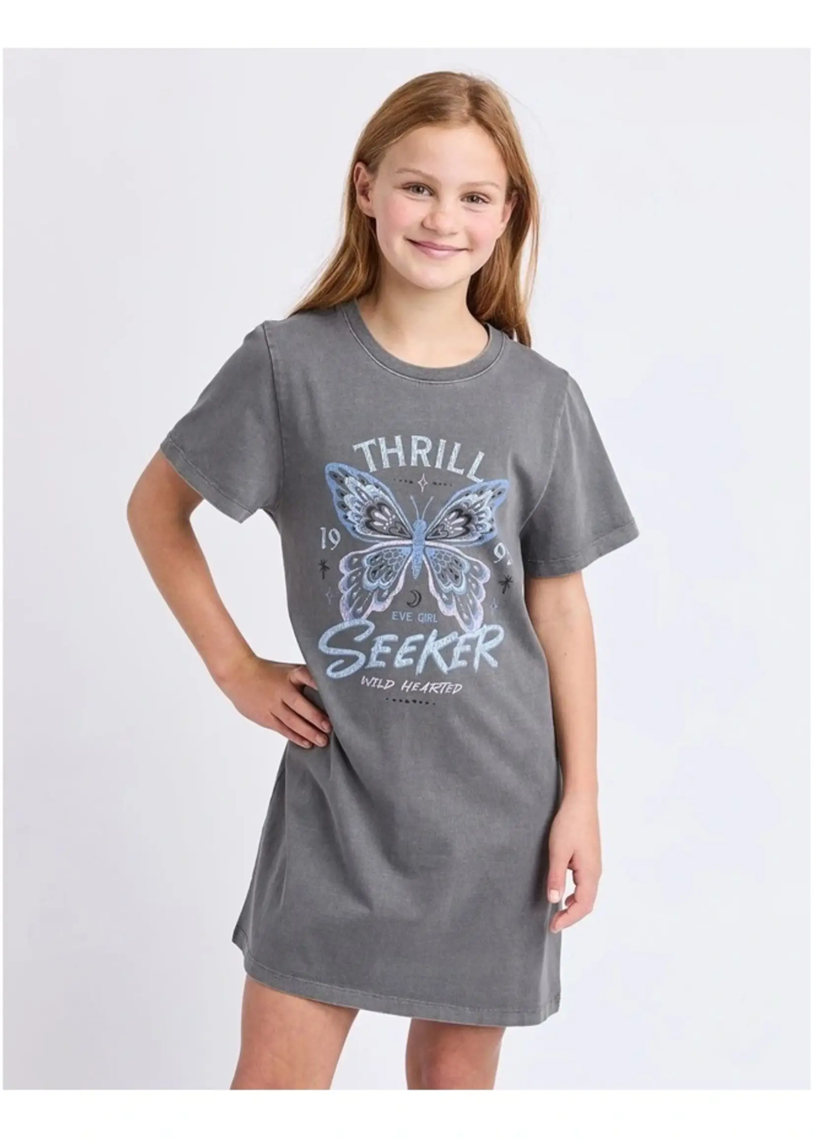 Wild Heart Tee Dress - Charcoal