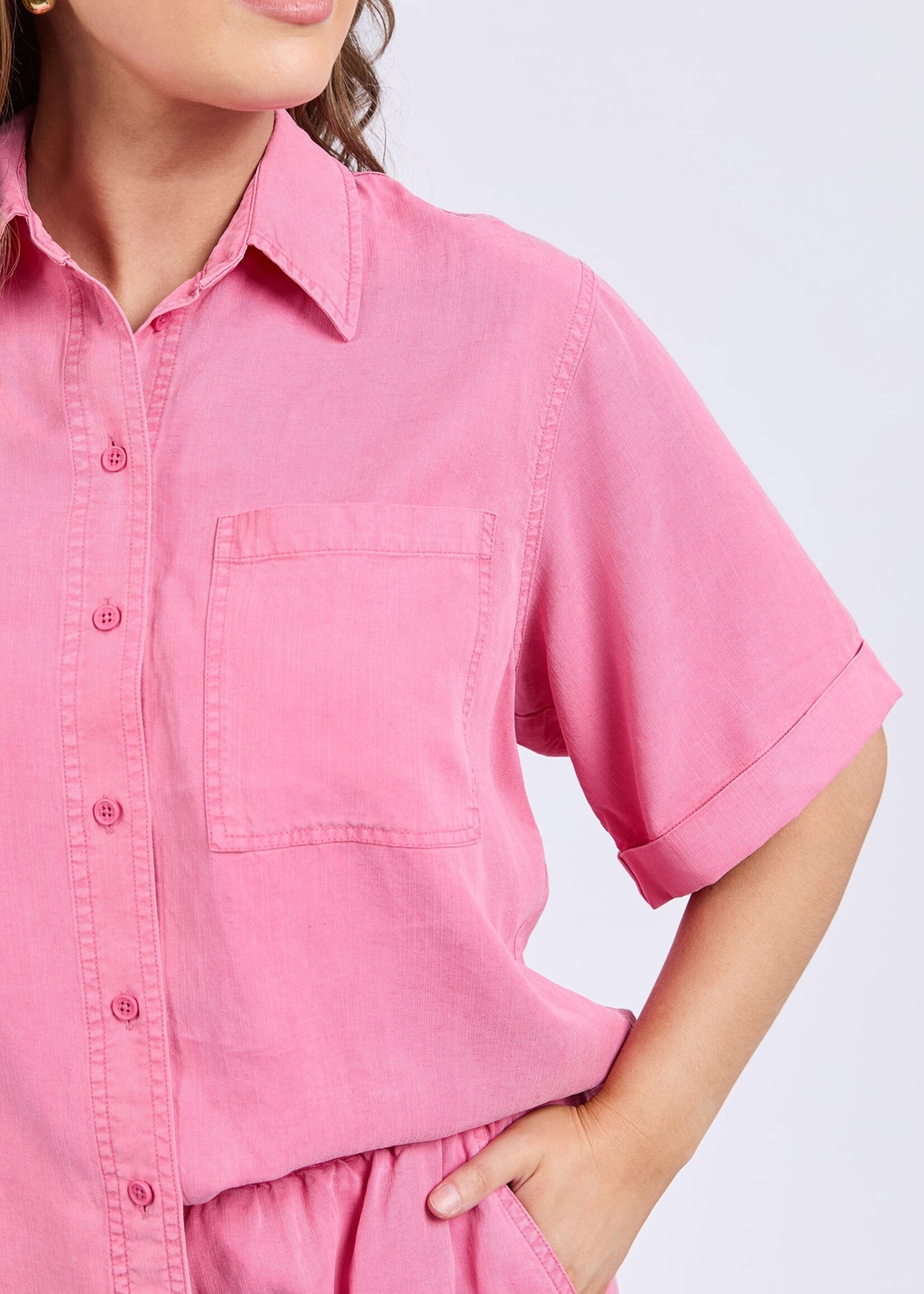 Bliss Washed Shirt - Chateau Rose