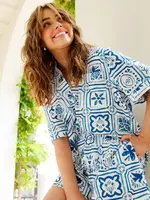 Elm Lifestyle Dolce Tile Shirt - Ocean Tile Print