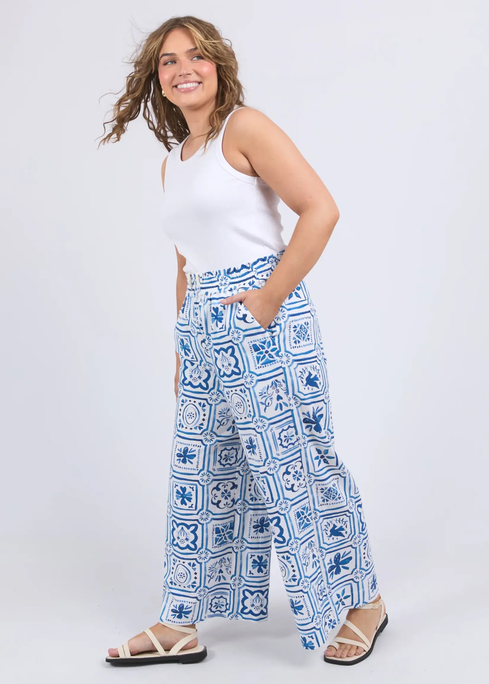 Dolce Tile Pant - Ocean Tile Print