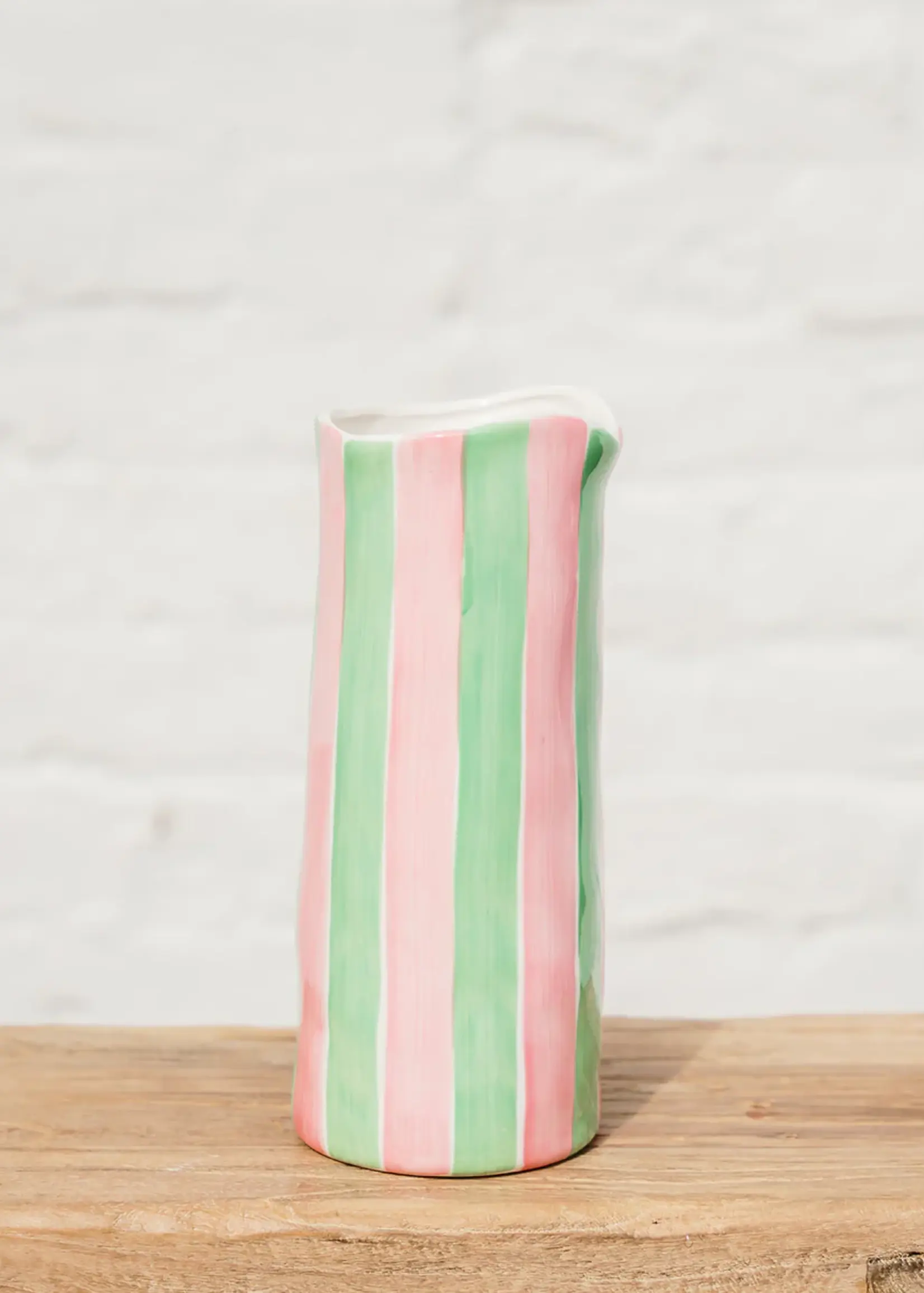 Medium Vase - Pink & Green Stripe