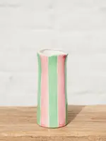 Noss and Co Small Vase - Pink & Mint Green Stripe