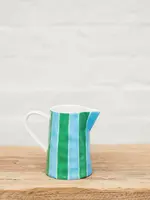 Milk Jug - Green & Cornflower Stripes