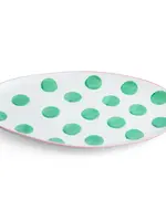 Small Oval Platter - Pink & Green Spots