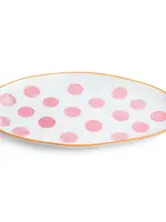 Noss and Co Small Oval Platter - Pink Spot & Orange Rim
