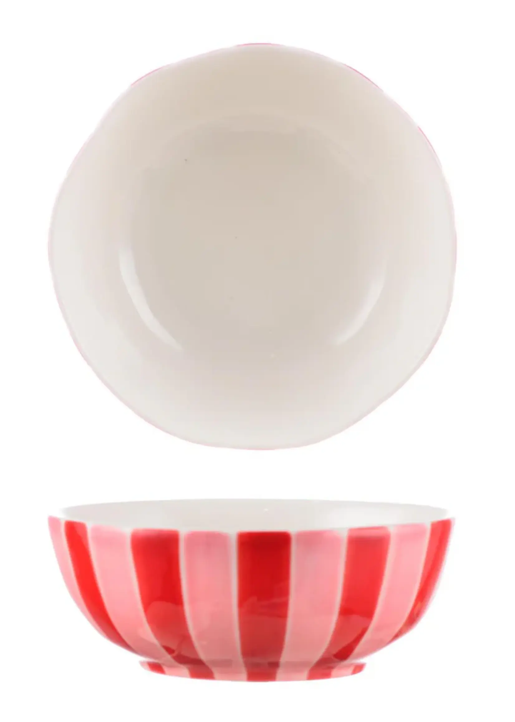 Medium Bowl - Pink & Red Stripe