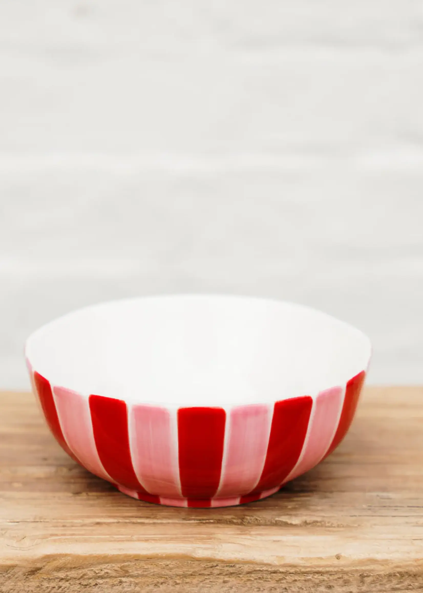 Medium Bowl - Pink & Red Stripe